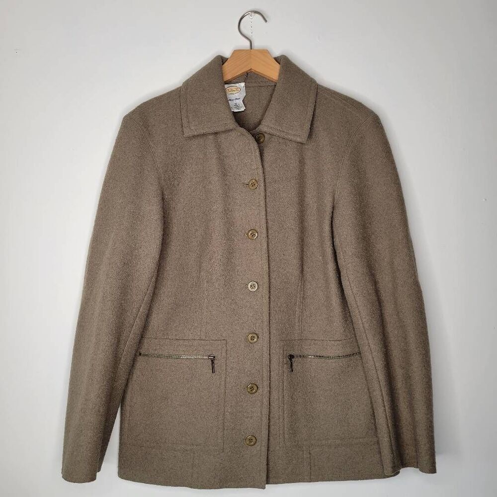 Talbots Alpaca Blend Jacket Women’s Medium Olive Green Button Front Wool Alpaca